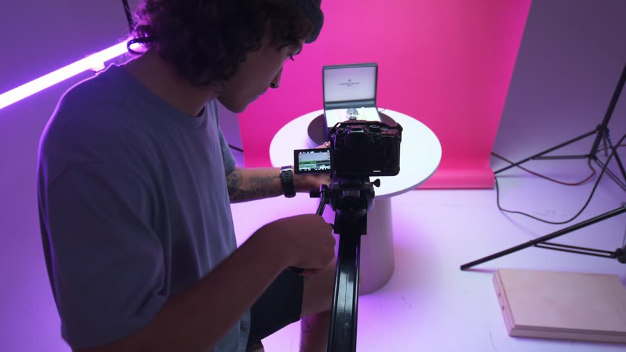 Studio set, pink light